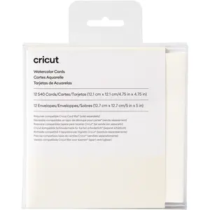 Cricut Cartes Aquarelle + Enveloppes 12 pcs 12.1 x 12.1 cm Ivoire