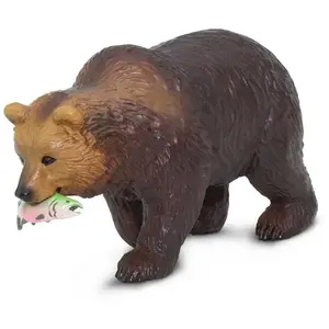 Safari Speeldier Grizzlybeer Met Vis Junior 8 X 5,5 Cm Bruin