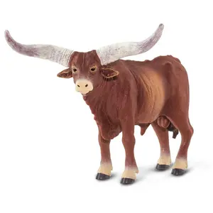 Safari Ltd Watusi Bull 15.2cm | Animaux de la Ferme | Non-Toxique & sans BPA | Non-Toxique & sans BPA | Convient aux Enfants de 3 Ans et Plus, Blanc,Gris