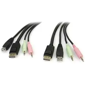 Comparateur de prix : StarTech.com Câble de commutateur KVM DisplayPort®USB 4 en 1 de 1,8 m avec audio et microphone - STARTECH