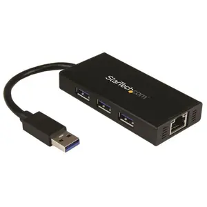 StarTech.com Hub USB 3.0 portable à 3 ports avec câble intégré plus Gigabit Ethe pas cher