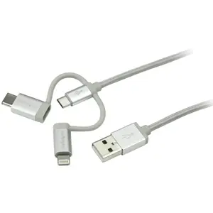 Comparateur de prix : StarTech.com Câble multi chargeur USB de 1 m - Lightning USB-C Micro-B - Tressé