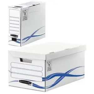 Pack : 1 caisses maxi + 6 boîtes archives dos 8 cm FELLOWES Basic - Bl...