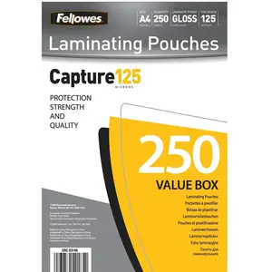 Comparateur de prix : Consommable de bureau pour plastifieuse FELLOWES Pochettes A4 125mic x250 TU