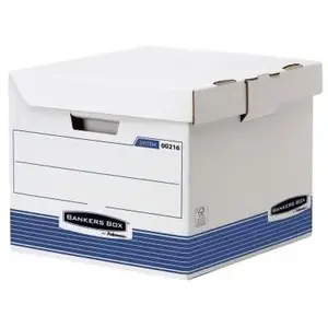 Comparateur de prix : Bankers Box Fellowes Lot de 10 Boîtes à Conteneur flip top Bleu/blanc