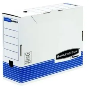 Comparateur de prix : Fellowes Pack de 10 Boîte d'archives System Format A4+ 150 mm Bleu et Blanc