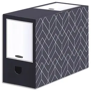 Fellowes Bankers Box Boite d'archives Déco 150mm, lot de 5, formes géométriques, montage manuel, très solide, 3 zones d'étiquetage, bleu nuit, 4483001Vendu parmanutan