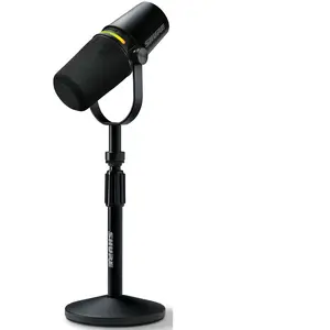 Comparateur de prix : Microphone dynamique pour podcast Shure MV7+ avec support de bureau XLR/USB (noir)