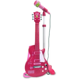 Bontempi guitare rock électronique avec microphone 112 cm rose pas cher