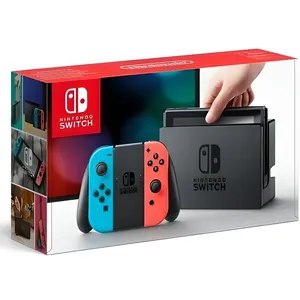 Comparateur de prix : Nintendo Switch (import) avec un Joy-Con droit rouge néon et un Joy-Co...