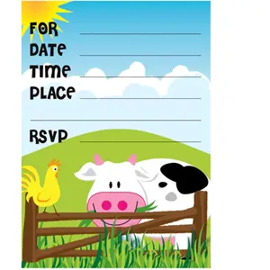 RueDeLaFete 20 cartons d'Invitation anniversaire A La Ferme pas cher