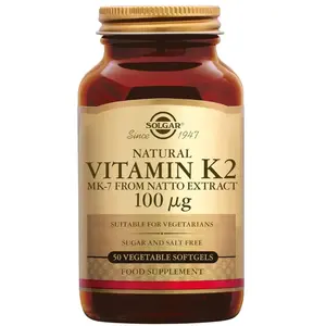 Comparateur de prix : Solgar Naturel Vitamine K2, 100 Mcg, 50 Veggie Caps -Solgar