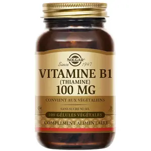 Solgar Vitamine B1 Thiamine 100mg 100 gélules végétales pas cher