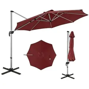 Comparateur de prix : COSTWAY Parasol Déporté Inclinable Dia.339x260cm avec Base Croisée Rot...