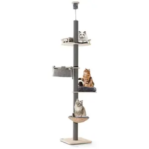 COSTWAY Arbre à Chat du Sol au Plafond, Hauteur Réglable 236-271 cm, T...Vendu parcostway