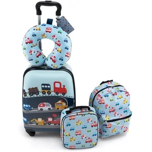COSTWAY 5 PCS Valise Enfant 16 + Sac à dos 12 , Oreiller Cervical, ... pas cher