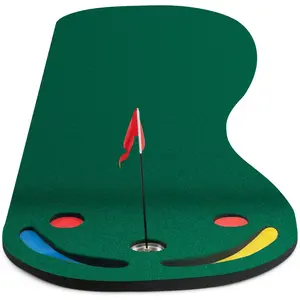 Tapis de Pratique de Golf Portable - COSTWAY - 300 x 96 cm - Surface True-roll - 3 Coupelles - 2 ObstaclesVendu parcdiscount