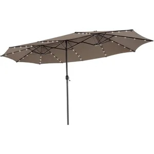 COSTWAY Parasol de Jardin Double avec 48 Lumières Solaires LEDs, 12 Ne... pas cher