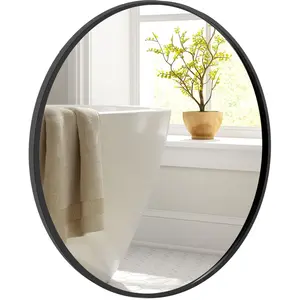 COSTWAY 61 cm Miroir de Salle de Bain, Structure en Métal Noir Mat, An... pas cher