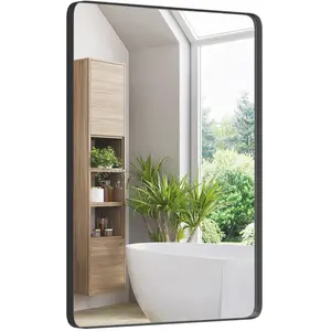 COSTWAY 76x56cm Miroir de Salle de Bain, Structure en Métal Noir Mat, ... pas cher