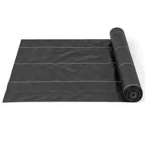 Comparateur de prix : COSTWAY Toile de Paillage 25M x 2M-Contrôle des Mauvaises Herbes-Tissu Anti-UV 100g-m2-avec Ligne de Guidage Claire et Droite-Noir