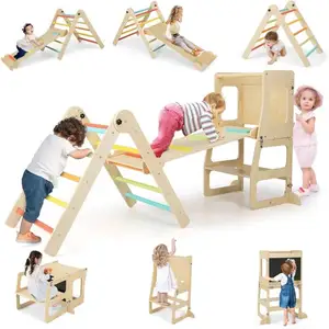 7 en 1 Toboggan - GOPLUS - Triangle d'escalade Montesorri, Escabeau Co...Vendu parcdiscount