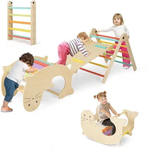 6 en 1 Toboggan Goplus Triangle d'escalade Montesorri Bois avec Échell...Vendu parcdiscount