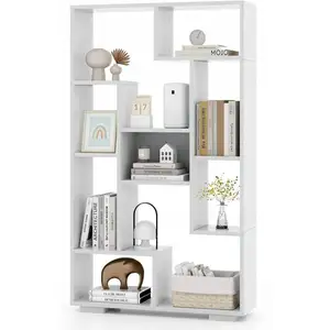 GOPLUS Bibliothèque Salon 70x20x120CM-Plusieurs Etagères Bacs Cubes Ouvertes pour Salon/Bureau Charge 15+10KG Blanc pas cher