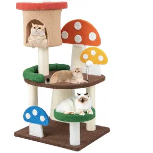 Comparateur de prix : COSTWAY Arbre à Chat 102CM en Forme de Champignon-Boule à ressort, Con...