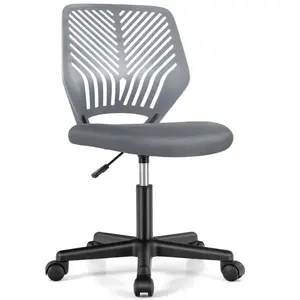 COSTWAY Chaise de Bureau Pivotante avec Hauteur Réglable 77-89cm, Siège à roulettes (Gris) pas cher