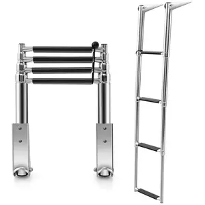 Goplus - chelle de Piscine Ponton à 4 Marches, Plateforme de Natation avec Marches, Échelle Extensible Pliante, Charge 227KGVendu parcdiscount
