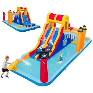 COSTWAY Château Gonflable en Forme Boîte avec Toboggan Aquatique & Mur...Vendu parcostway