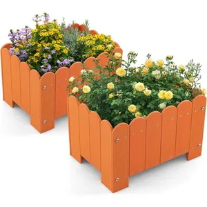 COSTWAY Lot de 2 Carrés Potager en HDPE - Trous de Drainage, Design de... pas cher