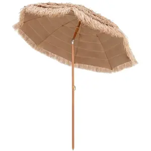 COSTWAY Parasol de Plage Inclinable Hawaïen - Ø220 x H213,5 cm - Toit ... pas cher