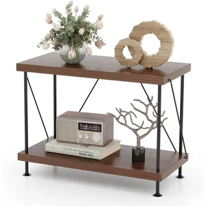 Comparateur de prix : Costway Bibliothèque Industrielle 2 Niveaux - Patins Antidérapants Réglables, Cadre En Métal, Étagère De Rangement - 60x29,5x45 Cm