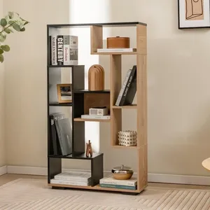 COSTWAY Bibliothèque Géométrique Moderne H 120 CM, Étagère Ouverte de ... pas cher