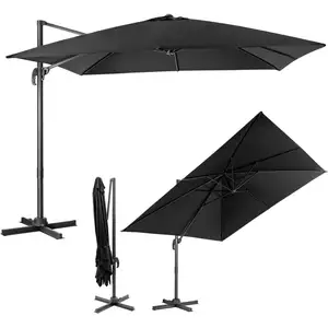 COSTWAY Parasol Déporté Pliable Ø3M avec Base Croisée-Rotation à 360°,... pas cher