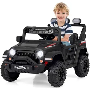 COSTWAY Costway 12v Voiture Electrique Enfants, Télécommande 2,4g, 3 Vitesses & Suspension À Ressorts, Led, Usb, Musique, Lumières, NoirVendu parcostway