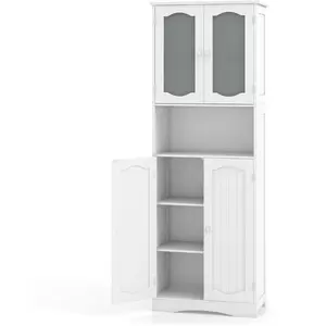 Colonne de Salle de Bain Haute COSTWAY-4 Portes (2 en Verre Dépoli Tre... pas cher