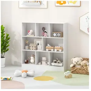 Comparateur de prix : Costway bibliothèque étagère à 8 cubes, etagère d'affichage en bois de 100 cm, pour salon, chambre, bureau (blanc)