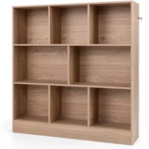 Costway - Bibliothèque Étagère à 8 Cubes, Organiseur de Rangement Autoportant à 3 Niveaux avec 2 Kits Anti-basculement, Etagère d'Affichage en Bois pas cher