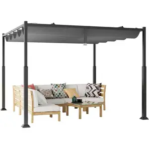 Comparateur de prix : Pergola de Jardin 3,1 x 3,1 x 2,25M COSTWAY-Auvent Rétractable en Tiss...
