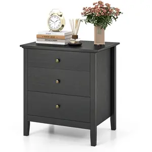 COSTWAY Table de Chevet avec 3 Tiroirs, 60,5 x 45,5 x 65,5 cm, Table d... pas cher