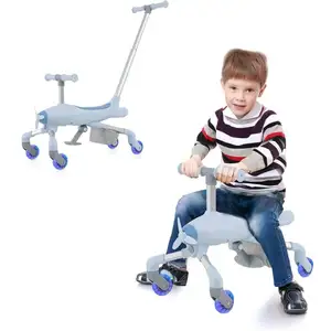 COSTWAY Tricycle pour Enfants 2-en-1 avec Putter, Lumières LED, Panier... pas cher