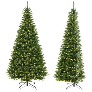Sapin de Noël Artificiel 240cm COSTWAY-Angle à 270°-360 Lumières LED B... pas cher