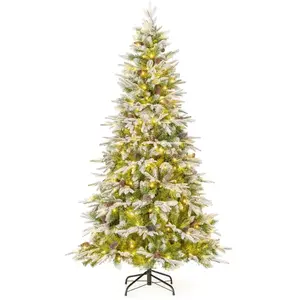 Giantex Arbre de noël artificiel 756 branches, 290 lumières led vert 190 cm pas cher