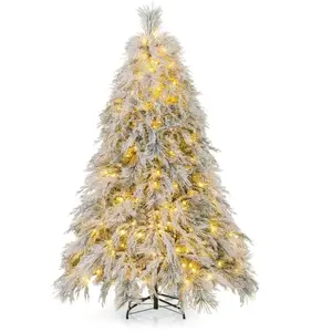 Giantex Sapin de noël artificiel 519 branches avec 250 led blanc chaud 192 cm pas cher