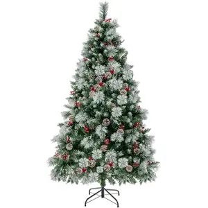 Giantex Sapin de noël artificiel avec 747 branches blanc 185 cm pas cher
