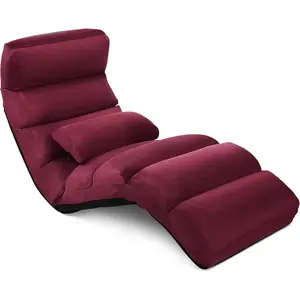GOPLUS Fauteuil de sol avec dossier inclinable bordeaux 175x55x20cm pas cher