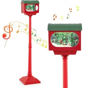 COSTWAY Lampadaire Musical de Noël de 150 cm en Forme de Boîte aux Let... pas cher